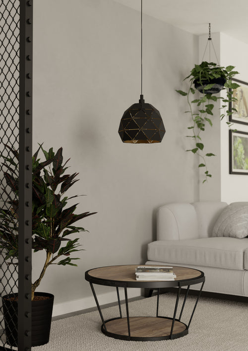 EGLO hanglamp Roccaforte - e27 - ø30 cm - zwart/goud - vtwonen shop
