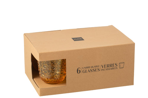 J-Line glas - kunststof - geel - doos van 6 - vtwonen shop