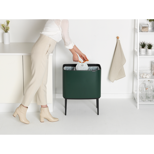 Bo Touch Bin, met 3 binnenemmers, 3 x 11 liter - Pine Green - vtwonen shop
