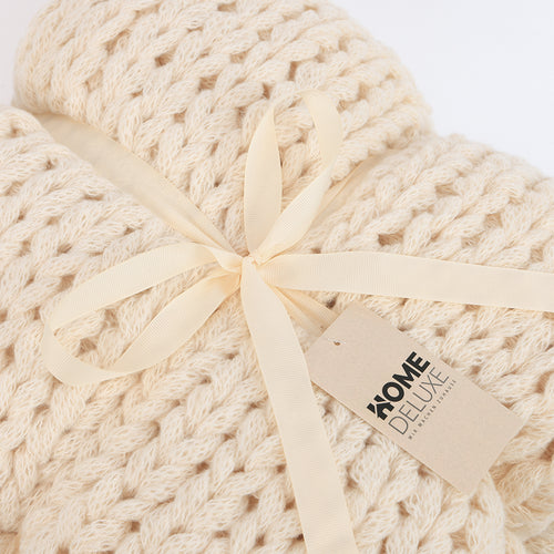 HOME DELUXE Geweven deken LIAN Beige - 140 x 200 cm - vtwonen shop