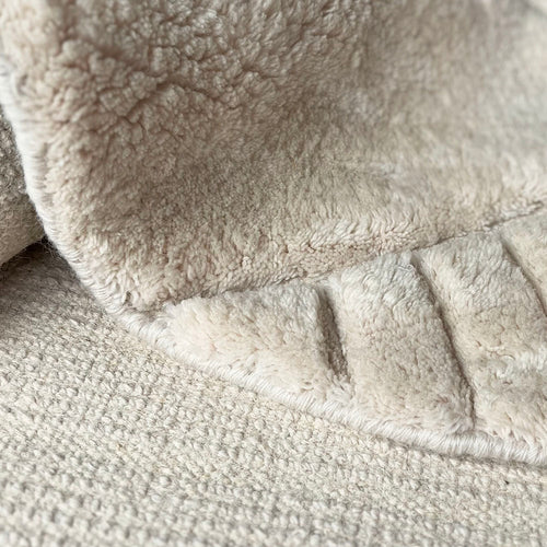 Malagoon vloerkleed Oval funky - creme wit - 157x238cm 100% wol