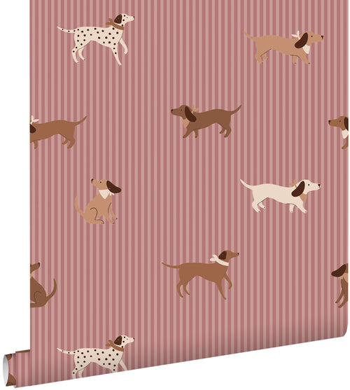 ESTAhome behang honden mauve paars en bruin - 50 x 900 cm - 131899