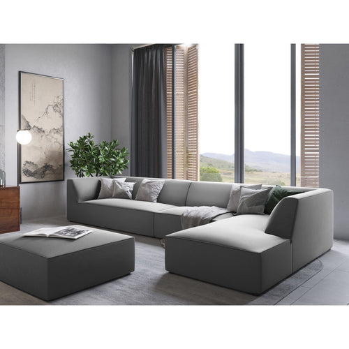 Cosmopolitan Design - Modulaire hoekbank rechts Siena 5-zits, flueel grijs - 180x366x69cm