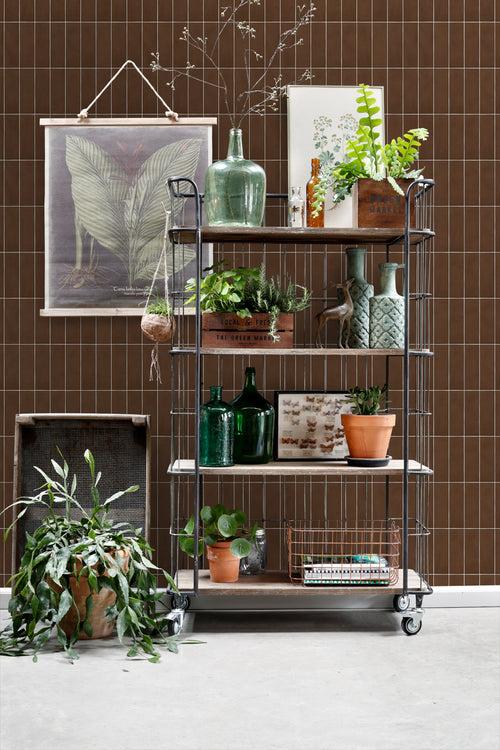 ESTAhome behang tegelmotief donkerbruin - 50 x 900 cm - 131533 - vtwonen shop