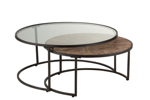 J-Line salontafel Rond - metaal - zwart - 2 stuks