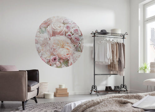 Komar zelfklevende behangcirkel Pink and Cream Roses licht roze - Ø 125 cm - 611158 - vtwonen shop