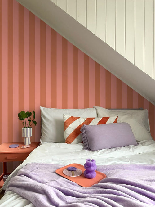ESTAhome behang strepen terracotta en perzik roze - 53 cm x 10.05 m - 139905