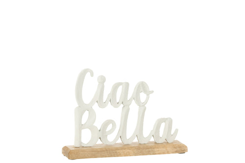 J-Line decoratie Ciao Bella Op Voet  - aluminium - wit - small