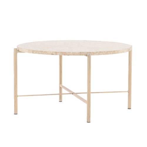 Nest living Thora Ronde Bijzettafel met Stenen Blad - Beige - Ø 40cm - vtwonen shop