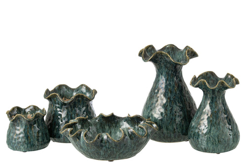 J-Line bloempot Ronny Onregelmatig - keramiek - blauw - large