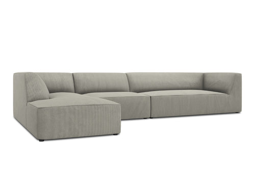 Micadoni linker hoekbank Ruby 5-zits, ribfluwelen, lichtgrijs - 180x366x69cm