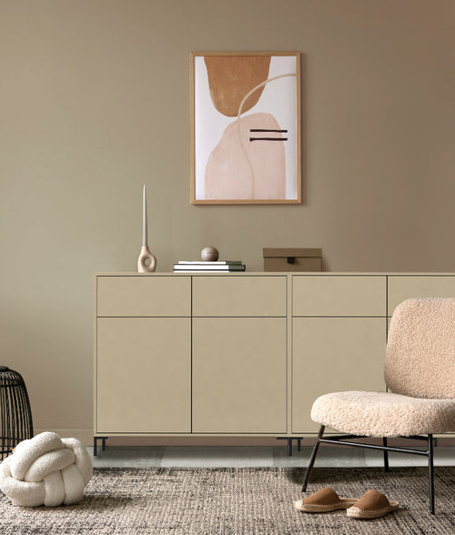 ReallyNiceThings Dressoir MDF 2 deuren en 2 lades - taupe- 90x45x84 cm
