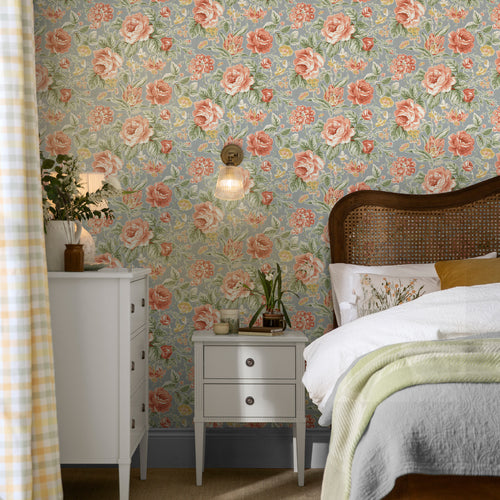 Laura Ashley vliesbehang Wild Roses Ochre geel - vtwonen shop