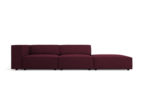 Cosmopolitan Design Rechte bank Arendal 4-zits, chenille met ribbeleffect, robijn - 102x262x70cm