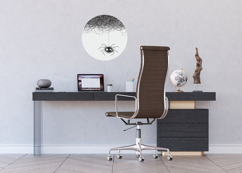 Sanders & Sanders zelfklevende behangcirkel spin zwart wit - Ø 70 cm - 601112