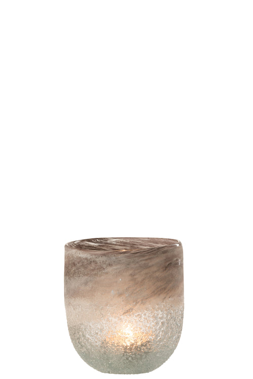 J-Line windlicht Scavo - glas - grijs - large