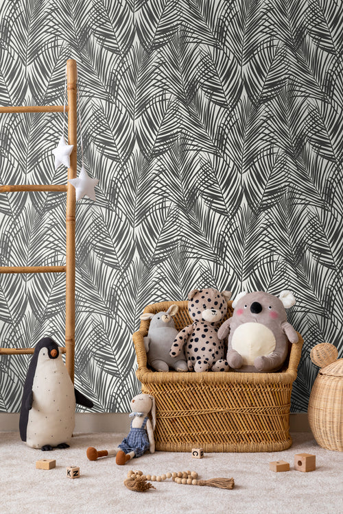 Walls4You behang tropische bladeren zwart wit - 53 cm x 10.05 m - 935308 - vtwonen shop