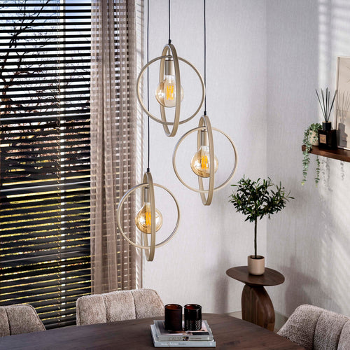 Giga Living Hanglamp Turn Around - Beige Metaal - Ø40x150cm