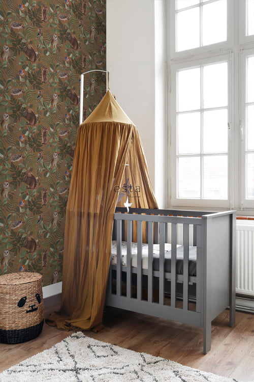 ESTAhome behang bosdieren oranje bruin en groen - 53 cm x 10.05 m - 139251