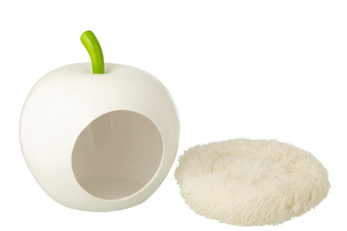 J-Line kattenmand Appel - polyresin - wit