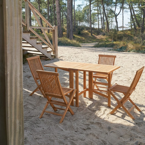 Tikamoon Inklapbare tuinset van massief acaciahout met 4 stoelen - Bruin