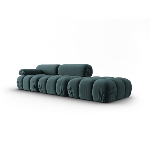 Cosmopolitan Design - Rechte modulaire bank Cortina 4-zits, flueel turkoois - 94x282x70cm