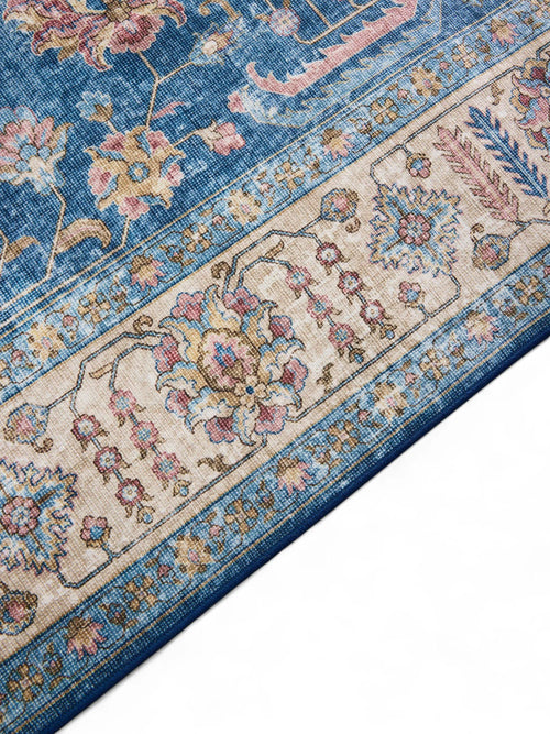 benuta wasbaar vloerkleed Laury - blauw - 200x300 cm