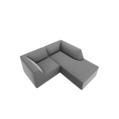 Cosmopolitan Design - Modulaire hoekbank rechts Siena 3-zits, flueel grijs - 180x186x69cm