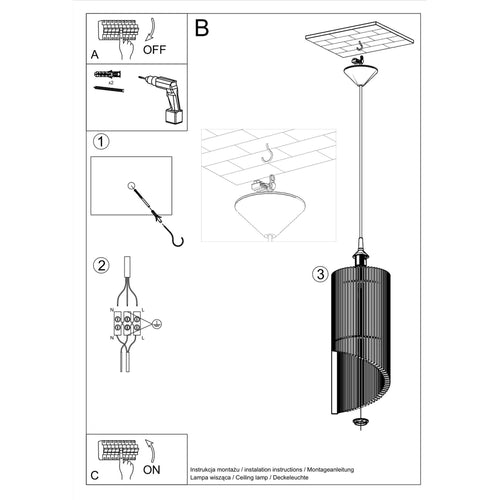 Sollux Lighting Hanglamp ALEXIA hout - 21x21x120cm