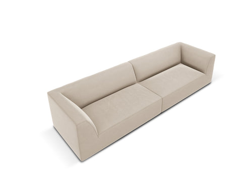 Micadoni Bank Ruby 4-zits, flueel, beige - 93x302x69cm