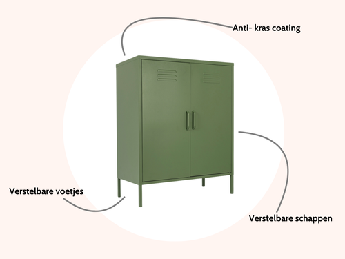 MaximaVida metalen lockerkast Finn 80 x 40 x 102 cm olijfgroen - 2 schappen - vtwonen shop