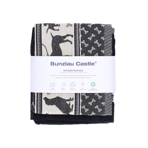 Luxe Keukendoek en Theedoek Hond Zwart - Bunzlau Castle - 100% biologisch GOTS katoen - vtwonen shop