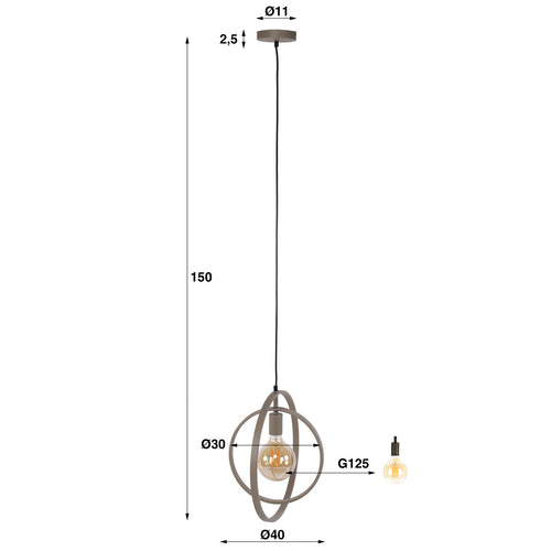 Giga Living Hanglamp Turn Around - Beige Metaal - 40x30x150cm
