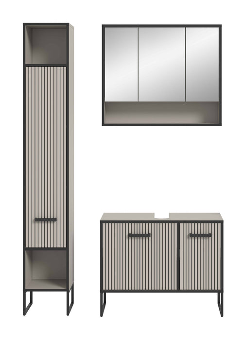 Furnilux Badkamer 3-delige Set Lichtgrijs/Crèmekleurig - 125cm x 36cm x 192cm