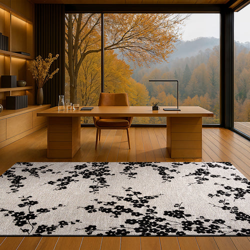 Louis De Poortere binnen & buiten machinewasbaar vloerkleed Sakura van 70% gerecycled PET - zwart - 80x150cm