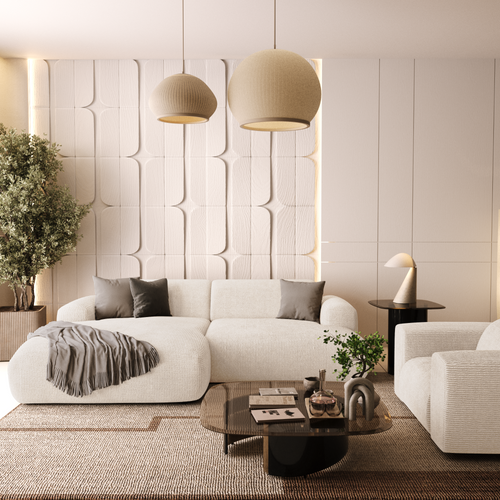 Sia Home - Linkerhoekbank MYRA - corduroy crème 266cm