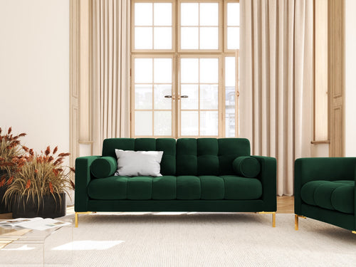 Cosmopolitan Design Bank Bali 2-zits, flueel, flessengroen - 96x152x75cm