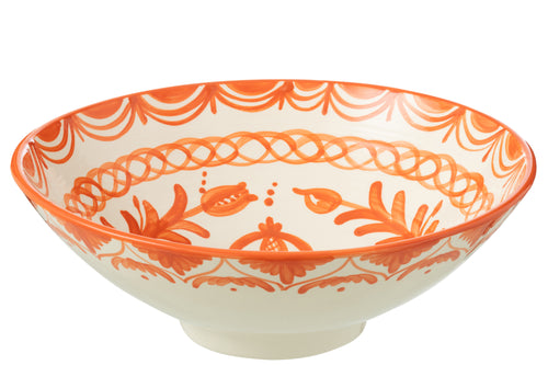 J-Line kom Lebrillo Granada - keramiek - wit/oranje - vtwonen shop