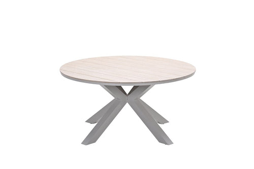 Edison tafel rond - 148 cm - taupe - light teak Vironwood - vtwonen shop