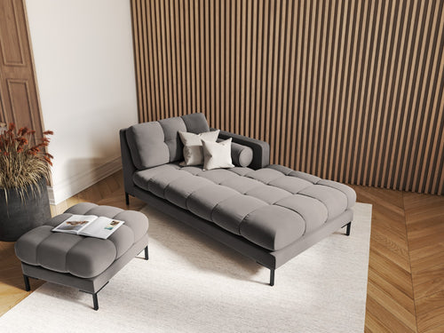 Cosmopolitan Design rechter chaise longue Bali flueel, lichtgrijs - 185x102x75cm