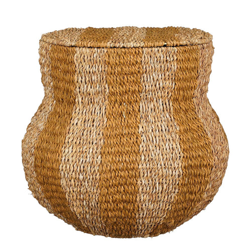 Mica Decorations Tacoma Opbergmand met Deksel - H47 x Ø50 cm - Jute - Geel - vtwonen shop