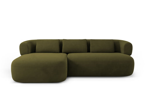 Micadoni linker hoekbank Jenny 5-zits, flueel groente - 145x225x73cm