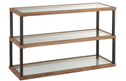 J-Line console 3 Niveaus - glas/hout - bruin - vtwonen shop