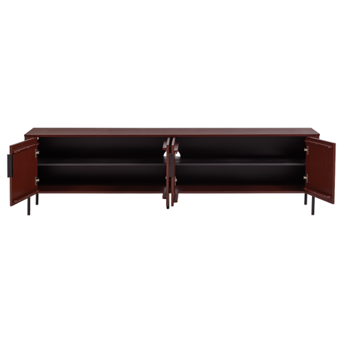 WOOOD tv meubel 200 cm Gunnar - Grenen - Bordeauxrood - 56x200x44