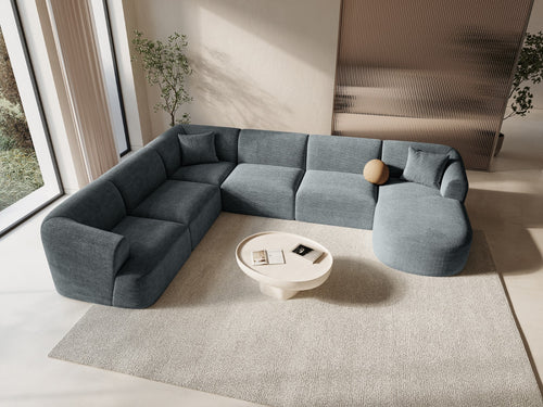 Cosmopolitan Design Modulaire panoramische hoekbank links Campi 7-zits, ribfluwelen donkergrijs - 255x330x70cm