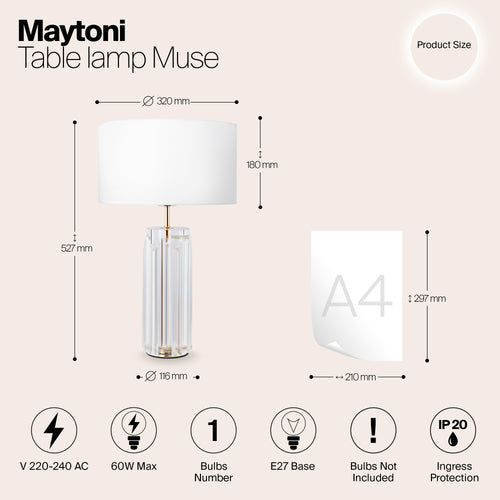 Maytoni - Tafellamp Muse - Goud - Ø32