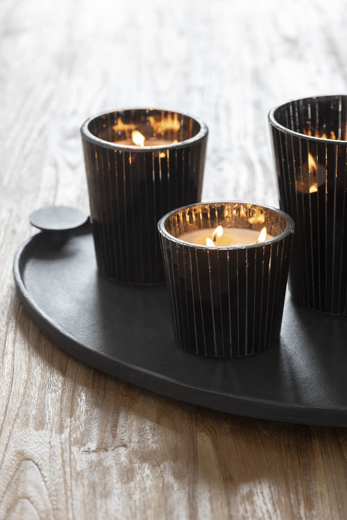 J-Line geurkaars Noa - Spicy Twilight - glas - zwart - medium - 55U