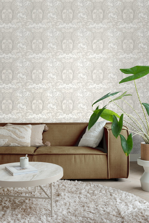 Borastapeter behang bloemen beige en wit - 53 cm x 10.05 m - 660078 - vtwonen shop