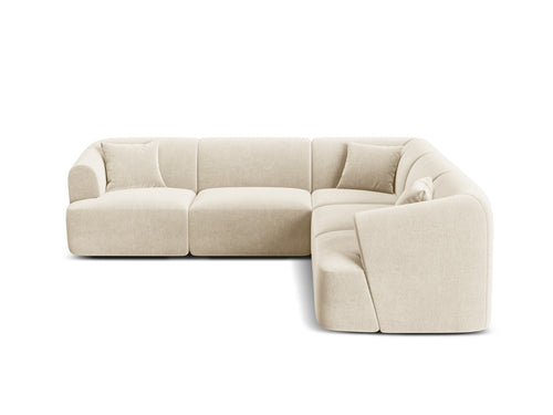 Cosmopolitan Design Symmetrische modulaire hoekbank Campi 6-zits, flueel lichtbeige - 255x255x70cm