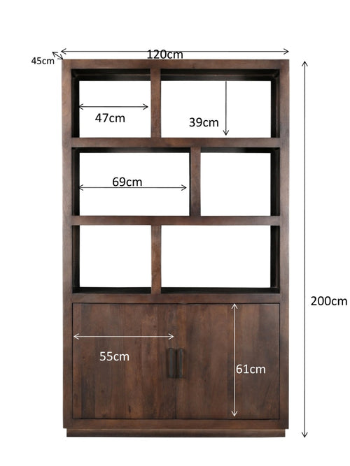 Livingfurn vitrinekast Jaxx - 120cm - mangohout - bruin